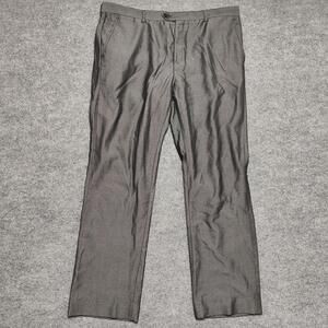 Blackberrys Pants Mens 38x30 Gray Dress Slacks Flat Front Straight Leg Office